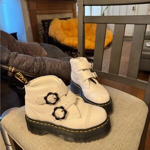 White Platform Doc Marten Boots with Black Accents